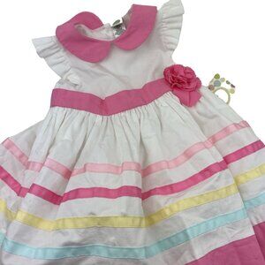 Baby Dress Girls 18m Buttons Collar Children Kids Strip White Summer